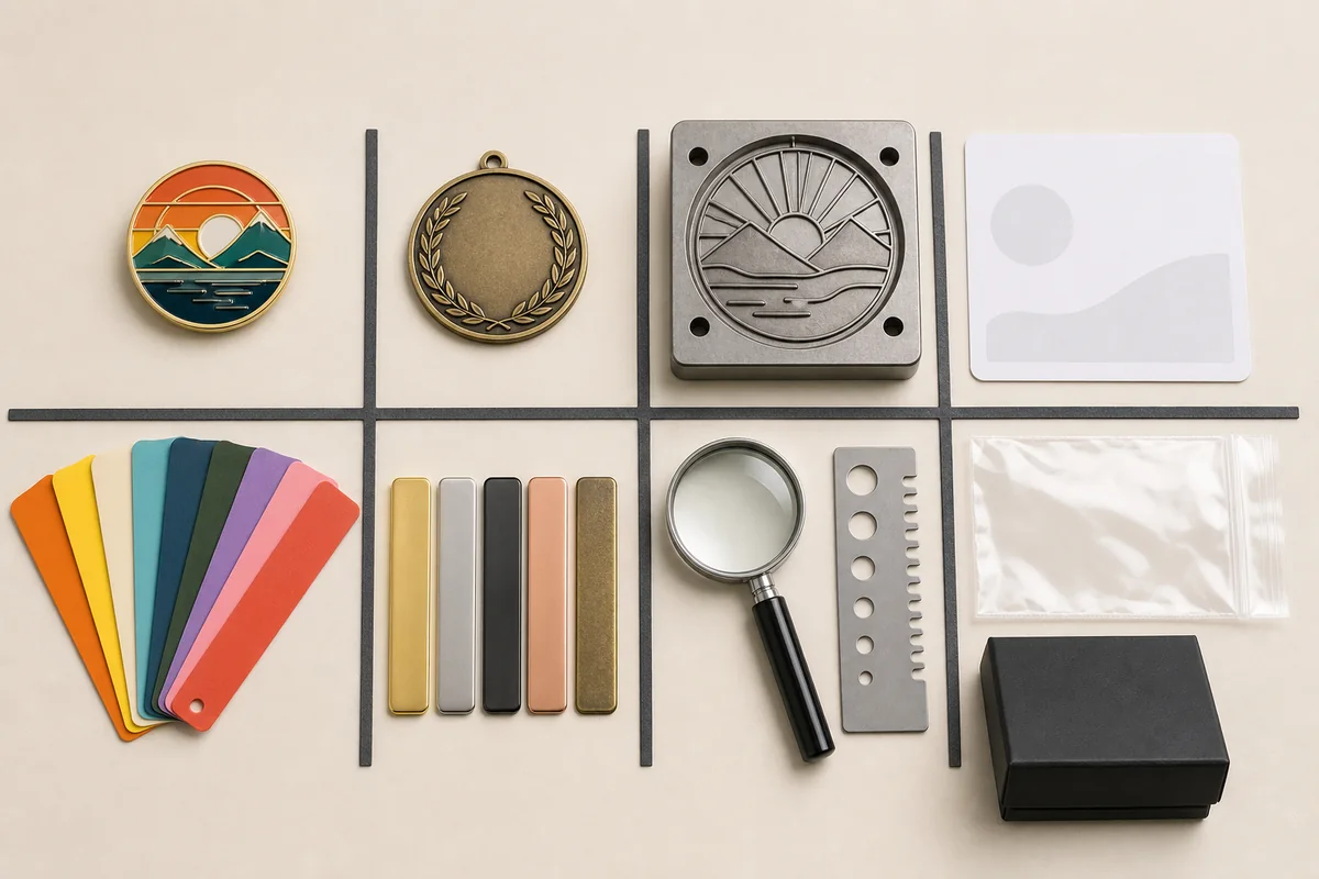 Manufacturer evaluation checklist with proof, color, plating and packaging references