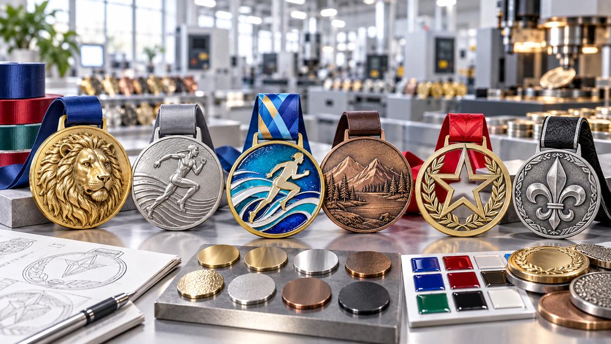 Illustrative custom medal molds, design and metal finish options