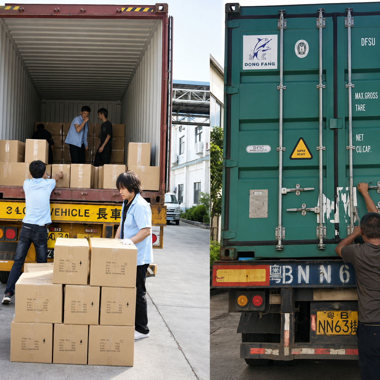 Export cartons being loaded into a container