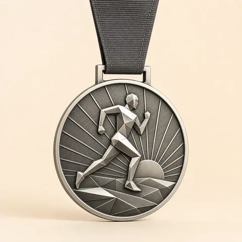 Satin silver running medal