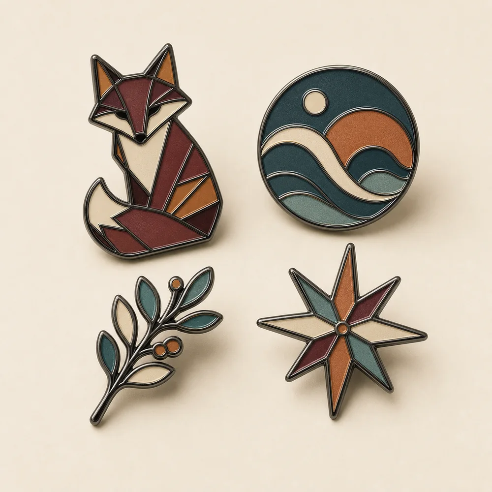 Original soft enamel creative pin set with recessed color areas