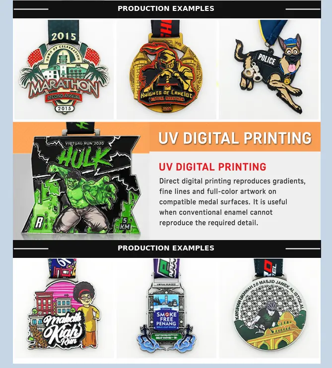 UV digital printing process and full-color custom medal examples